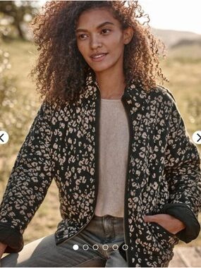 Garnet Hill easy quilted knit jacket,black leopard print,large,pockets